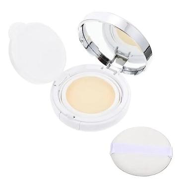 Imagem de Tvoip 15 g 14,2 g vazia luxuosa borda branca prata borda portátil almofada de ar caixa de molho BB Cream recipiente caixa de pó com almofada de ar, esponja de pó puff e espelho