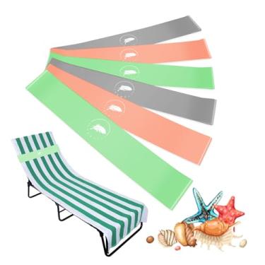 Imagem de growell Faixas de toalha (pacote com 6) - Clipes de toalha de praia elásticos para cadeiras de piscina de cruzeiro de praia, suporte de toalha elástico, essenciais para navio de cruzeiro (verde