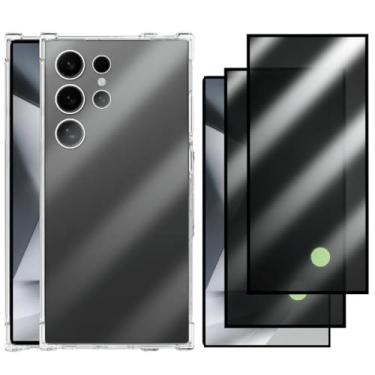 Imagem de Kit Capa + 2 Películas de Privacidade 3D para Samsung Galaxy S24 Ultra | Anti-Impacto | Transparente | Capinha Transparente + Película Anti Espião Para Samsung Galaxy S24 Ultra