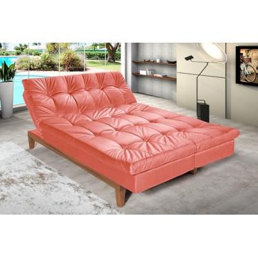 Imagem de Sofá Cama Versátil Reclinável 3 Lugares 5 Posições Casal Premium Madero Suede Casa Imperial (CORAL 177)