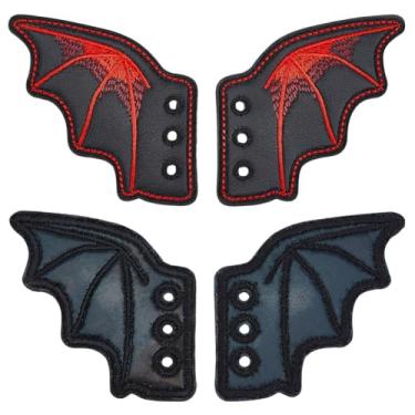Imagem de DELORIGIN 2 pares de sapatos de asa de morcego decoração de sapatos de couro com asas de morcego acessórios para bricolage botas artesanais patins tênis tênis de corrida lona Roller Derby Halloween