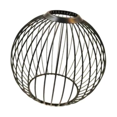 Imagem de IEUDNS Abajur de ferro, suporte de lâmpada industrial com gaiola de arame, proteção para lâmpada, abajur pendente para restaurante, cozinha, hotel, Preto 14.8x13cm