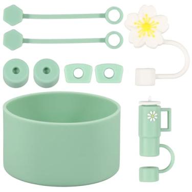 Imagem de Capa de palha de silicone com bota à prova de vazamento capa de ponta de canudo compacto protetor de canudo fofo topo de canudo reutilizável para garrafas de água (verde)