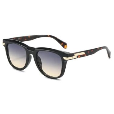 Imagem de Óculos de sol masculinos populares, retrô, degradê, UV400, feminino, punk, tendência (preto, cinza, amarelo)