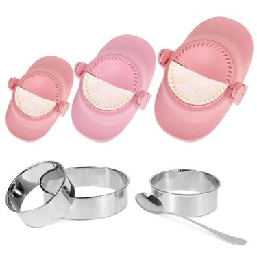 Imagem de Maker Press, Conjunto de Bolinhos de Massa com Cortador de Massa, Molde de Prensa de Bolinho de Massa Manual de 3 Tamanhos para Pierogi, Pastelitos, Calzone, Turnovers, Bolinho Chinês, Máquina de