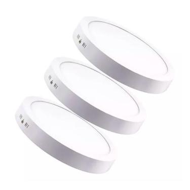 Imagem de Pacote de luz de painel LED com 3 lâmpadas de teto redondas de 18W - L