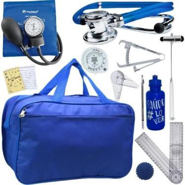 Imagem de Kit Bolsa Fisioterapia Acadêmico Goniômetro Martelo Buck Fita Antropom