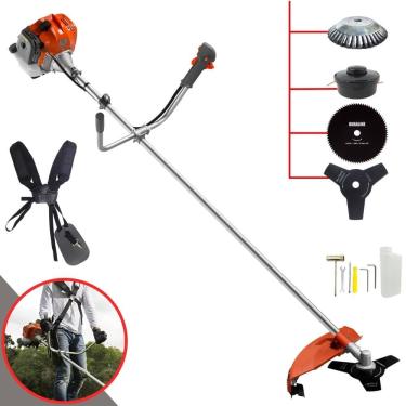 Imagem de Roçadeira Profissional Tekna RL520ACG2 À Gasolina 52cc 13.000rpm 2HP 4 Opções de Corte Com Faca 3 Pontas, Faca 80 Dentes, Escova de Aço e Carretel