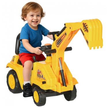Imagem de Escavadeira Infantil de Tração com Buzina para Crianças com 3 Anos ou Mais, Amarelo