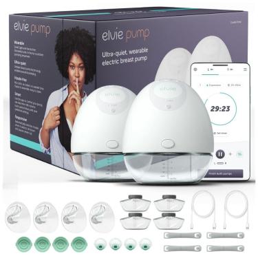 Imagem de Bomba Tira Leite Vestível com Aplicativo, Silenciosa e Inclui 3 Conjuntos de Protetores Mamários, 2 Unidades, Elvie, Branco