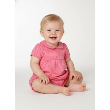 Imagem de Macacão Listrado Infantil Para Bebê - ROSA - Kely & Kety, M, Rosa