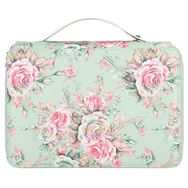 Imagem de Estojo de lápis, armazenamento conveniente de papel de carta PU de 4 camadas com 200 slots de caneta independentes para estudantes de arte para classificar e armazenar lápis (rosa verde)