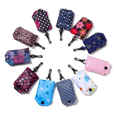 Imagem de Kaxich Sacolas dobráveis reutilizáveis para compras de supermercado, pacote com 6, sacolas de compras ecológicas, recicláveis, dobráveis para caber no bolso, à prova d'água e lavável na máquina