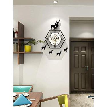 Imagem de Relógio de parede decorativo, relógio de parede silencioso em casa Relógio de sala de estilo europeu para cozinha de escritório Sala de berçário Fácil de ler, 21 pol.