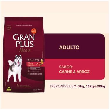Imagem de Ração GranPlus Menu Carne e Arroz para Cães Adultos - 10,1 Kg