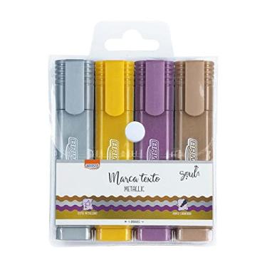 Imagem de Caneta Marca Texto Metalizada Blister com 4 Unidades, BRW