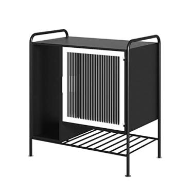 Imagem de Mesa lateral moderna moldura de metal pequena mesa de centro sala de estar sofá mesa lateral quarto armário de cabeceira mesa de canto retangular criativa mesa de centro para sala de estar (cor: 1)