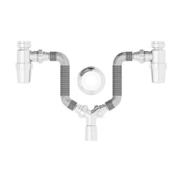 Imagem de Sifão Duplo Sanfonado Extensível Censi Com Copo Horizontal C