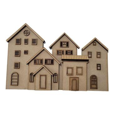 Imagem de Kit 5 Casinhas p/ condomínio 6mm 32x23cm- Jeito Próprio Artesanato