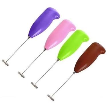 Imagem de Mini Mixer Misturador Batedor Elétrico de Bebidas Com Base Leite Capuccin Café Ovos Whey Shake Inox Portatil Multiuso Pilha Liquidificador Copo Cores sortidas
