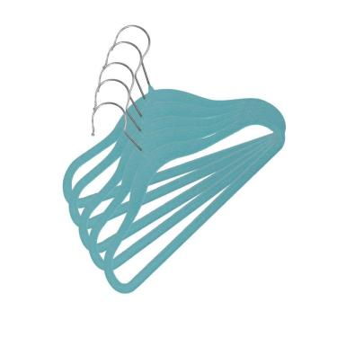 Imagem de Kit Cabide Veludo Vizapi Infantil Bebê Velvet com 5 29x20cm Com Barra Para Calca Azul Bebê