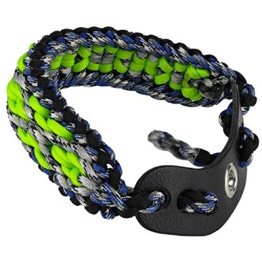 Imagem de SUNYA Alça de pulso com arco e flecha, alça de paracord 550 confortável na mão. Pala de couro de flor integral 100%, várias cores camufladas. Ajuste estabilizador de arco composto e recurvo. (Defender-M6)