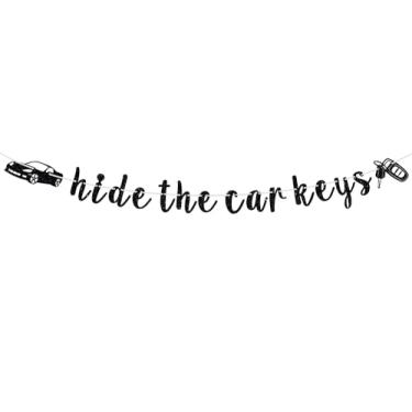 Imagem de Banner Hide the Car Keys, decorações de aniversário de 16 anos, decorações engraçadas de festa de aniversário de 15 e 16 anos para meninos e meninas de 16 anos, artigos de decoração de festa de feliz