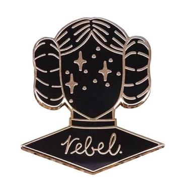 Imagem de Crachá de pino esmaltado de 3,15 cm de ficção científica princesa feminista rebelde feminina estrela estrela galáxia, 1.25 Inches, Esmalte, Esmalte