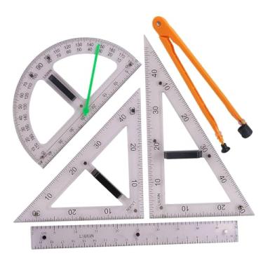 Imagem de WeiLaiKeQi Grandes réguas de geometria matemática, ferramenta de ensino de matemática geométrica, conjunto de régua de ensino de desenho para professores, 5 unidades