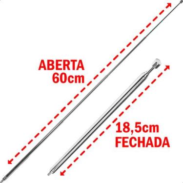 Imagem de Antena Haster Para Tv E Rádio 18,5 Cm 4 Estágios Frequência Vhf E Uhf