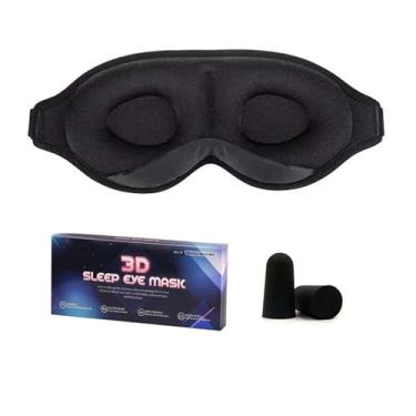 Imagem de Máscara de dormir para homens e mulheres, 100% preto para fora 3D contornado copo máscara de dormir e venda, máscara de dormir noturna moldada côncava, luz bloqueada, cobertura de sombra macia e