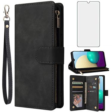 Imagem de Asuwish Capa carteira compatível com Samsung Galaxy A02, protetor de tela de vidro temperado e capa flip de couro, suporte para cartão, capas para celular para Gaxaly A 02 5G Glaxay 02A Galaxies M02