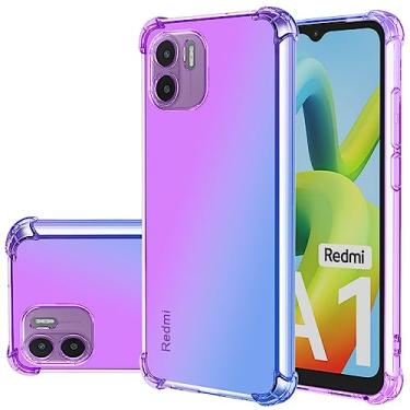 Imagem de Gufuwo Capa para Redmi A1, Redmi A2 220733SI Capa fofa para meninas e mulheres, capa protetora à prova de choque de TPU macio antiarranhões gradiente para Xiaomi Redmi A1 (roxo/azul)