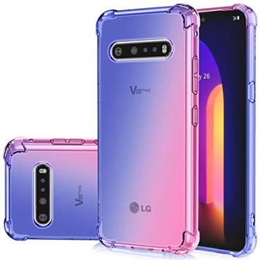 Imagem de Gufuwo Capa para LG V60 Thinq, para LG V60 Thinq 5G, capa de telefone gradiente fina antiarranhões macia transparente TPU capa à prova de choque para LG V60 Thinq (azul/rosa)