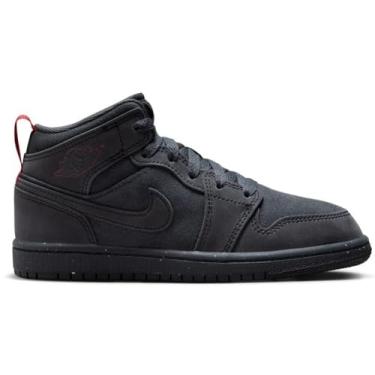 Imagem de Nike Tênis de basquete Jordan Kids Preschool 1 Mid, Cinza fumê escuro/preto, 14