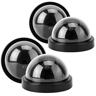 Imagem de Câmera Fictícia 4pcs Câmera de Simulação Dome CCTV Câmera de Segurança Falsa Falsa Com Luz LED Piscante de Aviso Adequada para Supermercados Hotéis Estacionamentos Câmera de