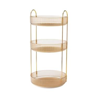 Imagem de Almencla Organizador de maquiagem Organizador de cuidados com a pele 3 camadas Grande capacidade Cosméticos Expositor Prato de frutas para de banheiro, Ouro