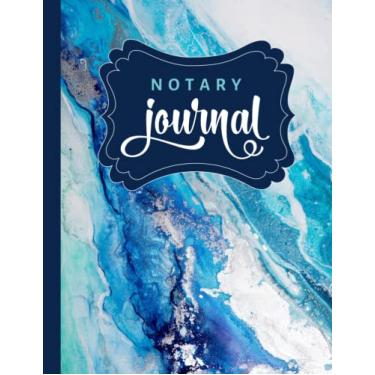 Imagem de Notary Journal: 8.5x11 Large Notarial Logbook/With 200 Numbered Pages - Two Record Logs Per Page / 400 Records/Ledger Book Gift For Signing Agents/Royal Teal Blue Abstract Marble Art