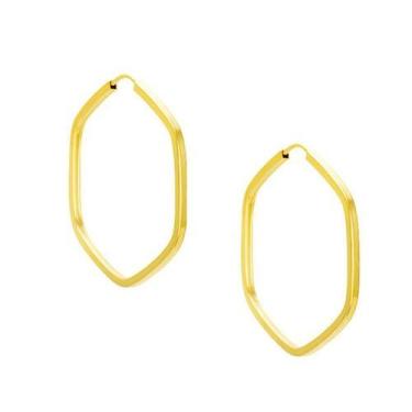 Imagem de Brinco de ouro 18k Argola hexagonal 2Cm - Elegancy Joias
