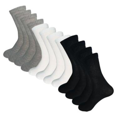 Imagem de Kit 12 Pares de Meias Compramais Cano Médio Algodão Sortidas - QLC SPO