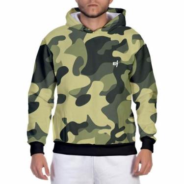 Imagem de Moletom Camuflado Masculino Blusa de Frio Com Capuz Flanelada Casaco c