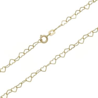 Imagem de Pulseira Feminina Infantil Corações Ouro 18k 15cm Reforçada - Thile Jó
