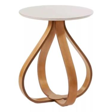 Imagem de Mesa Lateral Canto Cebola Laqueada Base Madeira Laminada OFF - JID DEC