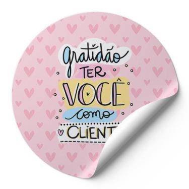 Imagem de 120 Etiquetas Adesivas Redondas Gratidão Ter Você Como Cliente Impress