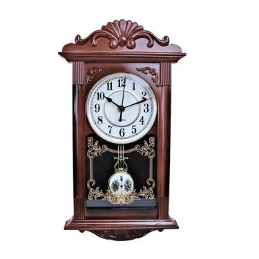 Imagem de Relógio de parede de plástico com pêndulo vintage 41cm - Casita, Marro