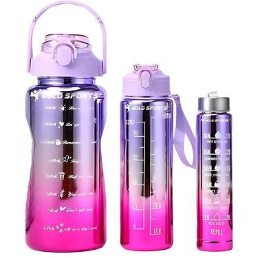Imagem de Kit 3 Garrafas Squeeze Plástica Gold Sports IIII Degrade  Adesivos BPA