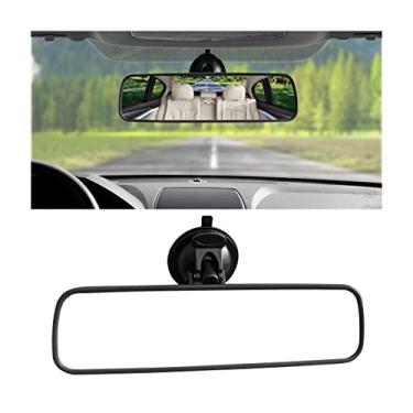 Imagem de Espelho retrovisor de carro de 24 cm com ventosa, espelho retrovisor interno automático ajustável antirreflexo, espelho interno do veículo engrossado HD reduz pontos cegos, universal para fuzileiros navais, caminhões, SUV (preto)