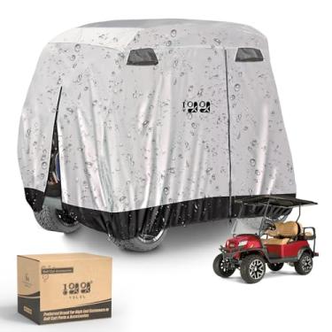 Imagem de 10L0L Capa universal para carrinho de golfe de 4 passageiros para EZGO, Club Car, Yamaha, à prova de chuva, à prova de sol, à prova d'água, proteção à prova de poeira (prata)