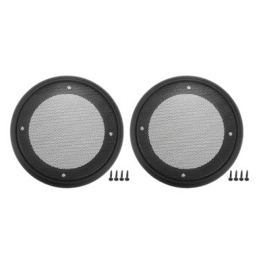 Imagem de ACROPIX Capa universal de grade de alto-falante de carro de 10 cm redonda de malha para alto-falante de áudio de 10 cm capa protetora de subwoofer com parafusos de montagem ferro ABS preto - Pacote