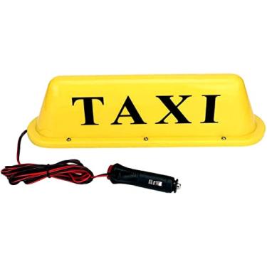 Imagem de NRC&XRC Fita magnética de LED 12 V à prova d'água amarela táxi cabine telhado placa iluminada para carro luz LED amarela base selada com cabo de alimentação de 3 m